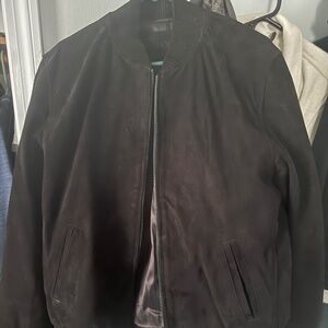 Black suede bomber jacket